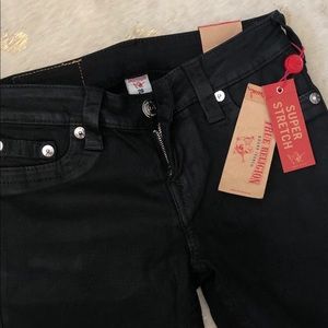 True Religion Black Coated Skinny Jeans 26